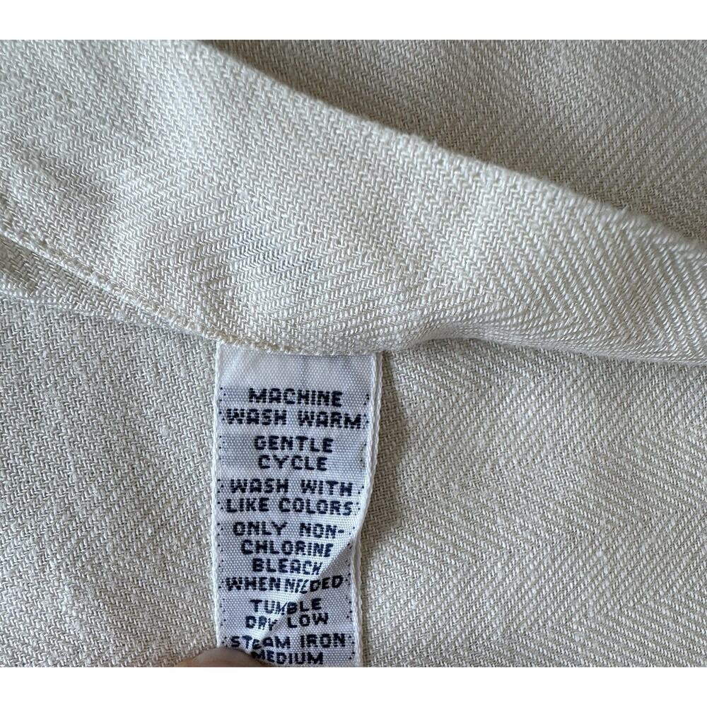 Ralph Lauren Mens XL Blake Button Down Shirt Cream Cotton Linen Relaxed Fit - Picture 7 of 14